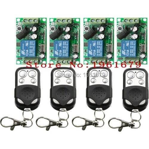 DC 12V 10 A 1 Channel RF Wireless Remote Control 4 piece Receiver& 4 piece Transmitter Remote control distance 200 M