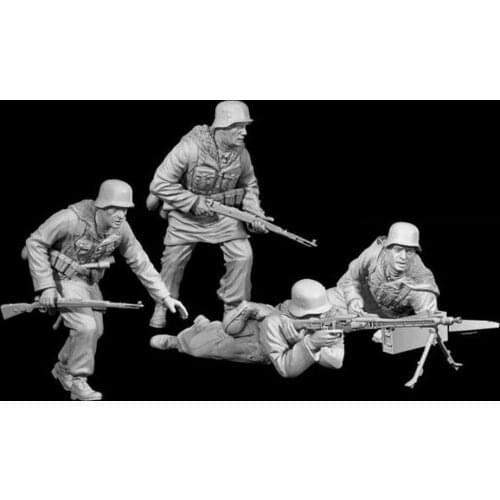 Four German soldiers in World War II need to assemble and color 1:35 resin soldier sand table model