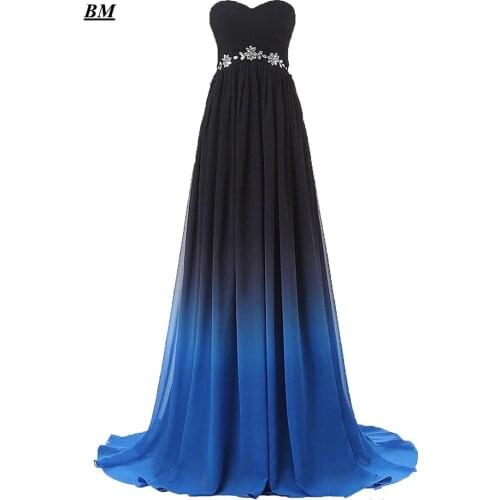 Elegant A-line Ombre Prom Dresses 2019 Chiffon Beaded Long Gradient Formal Evening Dress Party Gown Vestidos De Gala BM20