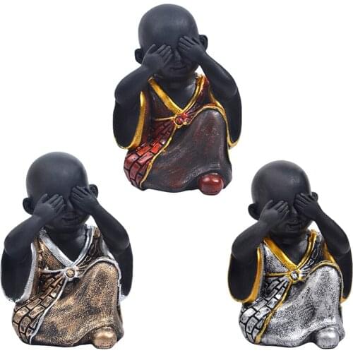 Little Monks Figurine Statue Baby Buddha Sculpture Home Office Decor Gift
