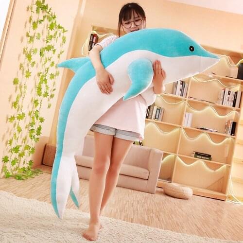 Hot large plush dolphin toys stuffed sea animal cute girls dolls soft baby sleeping pillow christmas birthday gift for children