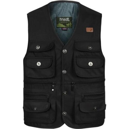 Pocket Button Vest For Summer Fashion Cargo Photographer Work Black Green Male Sleeveless Jacket