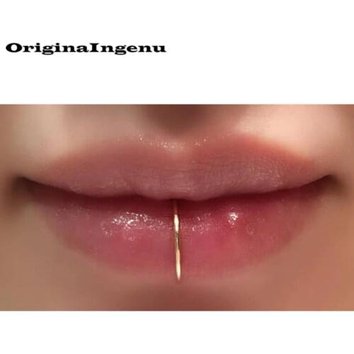 925 Silver Lip Ring Gold Filled Grillz Jewelry Piercing Lip Ring Handmade Gold Cuff Punk Body Jewelry Fake Piercing Ring