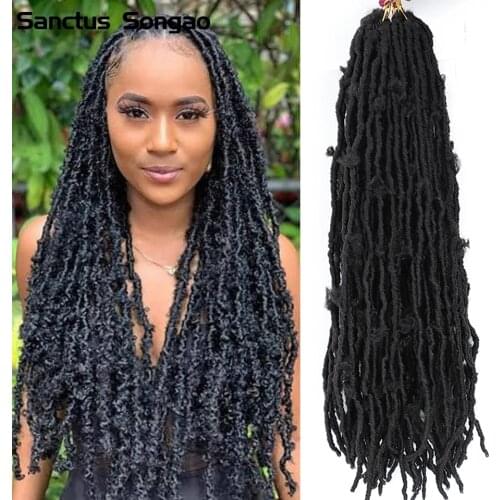 Butterfly Faux Locs Crochet Hair 18 inch Pre looped Bob Distressed Butterfly Crochet Locs Synthetic Hair Extensions For Women