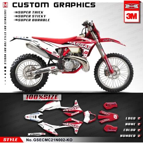 KUNGFU GRAPHICS Enduro Sticker MX Decals Self Adhesives for Gas Gas EC MC 125 250 300 450 2021, Red White