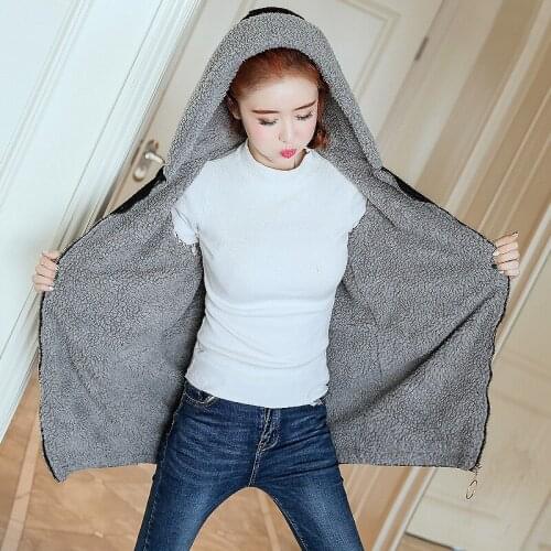 College Style Cotton Jacket Female Winter Sweet Loose Thicken Denim Hooded Coats Casual Zipper Long Sleeve Warm Outerwear M-3XL