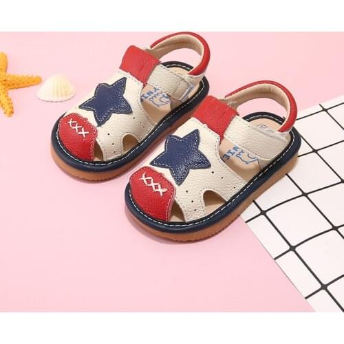 Summer 1-3-5 years old baby leather leisure toddler shoes Baotou sandals Fei Nier boys soft bottom shoes