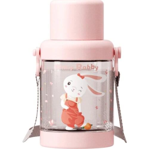 Cute cartoon childrens plastic water cup 1000ml summer large-capacity portable outdoor water bottle oversized water bottle