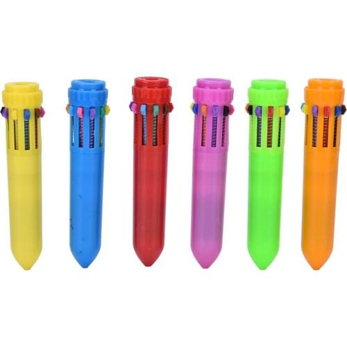 Multifunction 10-in-1 Creative Cute Cartoon Multi-color Ballpoint Pen Pressed Oil Color Personalized Stationery 10 Colors