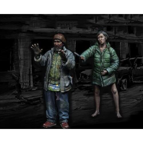 Unpainted Kit 1/35 War Survivors (2 figures) soldiers Resin Figure miniature garage kit