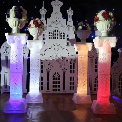 New LED Luminous Plastic Roman Column with Flower for Wedding Events Welcome Area Decoration Photo Booth Props Supplies