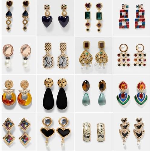 JURAN ZA Charm Multicolored Drop Dangle Earrings For Women Geometric Wedding Party Vintage Christmas Gift Fashion Jewelry Bijoux