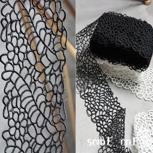 Hollow Embroidered Lace Trim French Ribbon Black White DIY Patchwork Clothing Decor Wedding Dress Gown Designer Accessories
