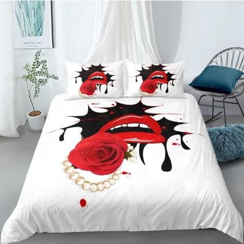 Abstract Flower Beddings 3D White Duvet Cover Sets Rose Comforter Cases Pillow Sham Full Double Single Twin Queen Size 140*200cm