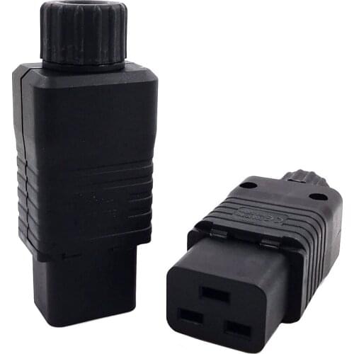 IEC 320 C19 Female Assemble Plug With Two Locking Screws, AC Power Computer Connector Plug 15A 250V Black CE Cetificated