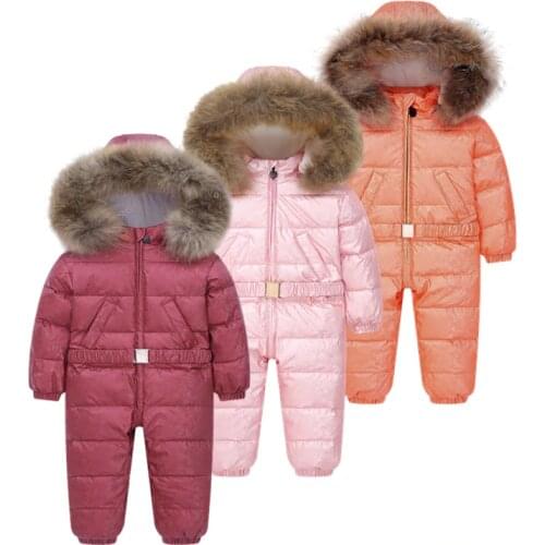 -35 degree Russian winter coats Childrens Clothing winter overalls for children jumpsuit down + fleece thicken water proof boys