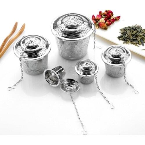 Stainless Steel Tea Leaf Infuser Hanging Chain Herbal Spice Filter Mesh Teapot Strainer Seasoning Ball Kitchen Accessories