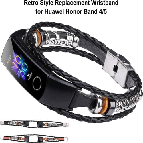 Retro Style Replacement Wristband For Huawei Honor Band 4/5 Intelligent Wearable Accessories Printed Silicone Watch Strap