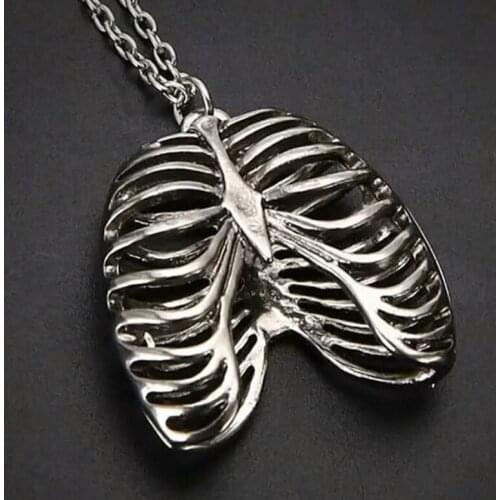 Vintage Skeleton Bone Necklace Human Rib Cage Anatomy Statement Pendants Choker Necklaces Skull Jewelry Accessories