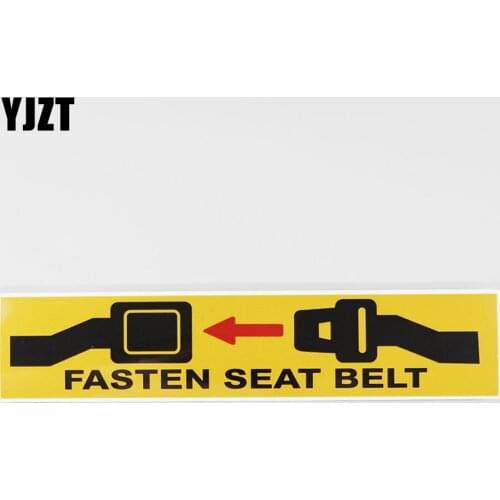 YJZT 23.2CM×4.7CM Warning Label Fasten Seat Belt Sign Decal PVC Car Sticker 12C-0198
