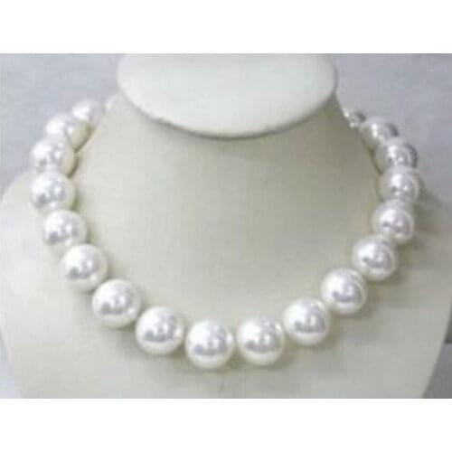 18mm AAAA white SOUTH SEA shell pearl necklace 18"^^@^NEW style Fine jewe Noble Natural Natural
