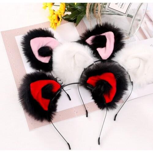 Hot Sale Women Girls Fashion Fox Plush Cat Ears Anime Headbands Headwear Soft Plush Christmas