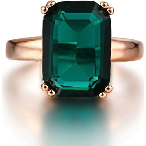 Natural Emerald Ring Zircon Diamond Rings For Women Engagement Wedding Rings with Green Gemstone Ring 14K Rose Gold Fine Jewelry