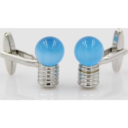 10pairs/lot Novelty Blue/White Crystal Bulb Cufflinks Lamp Cuff Links Mens Shirt Cuff Buttons Mens Jewelry Accessory Gift