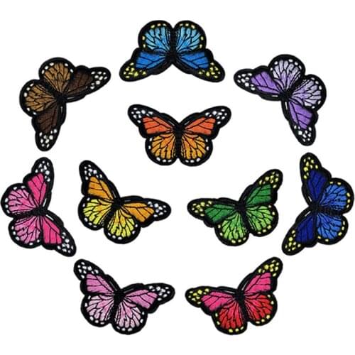 10Pcs Embroidered Butterfly Patch Clothes Bag Iron On Applique DIY Apparel Sewing Clothing Accessories