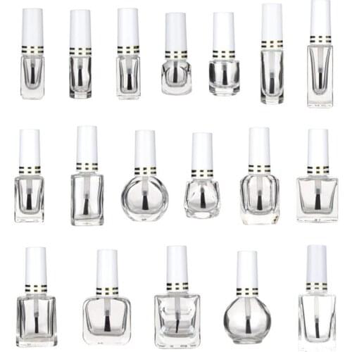 100pcs 15ml Clear Glass Empty Nail Polish Bottle With A Lid Brush Nail Glass Bottles With Brush Empty Cosmetic Containers F3572