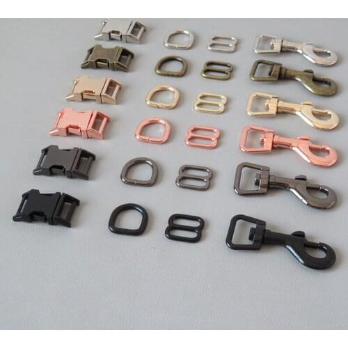 20Sets/Pack 15mm Webbing Straps Metal D Ring Carabiner Belt Buckle Snap Clip Hook For Pet Dog Collar Clasp Sewing DIY Accessory