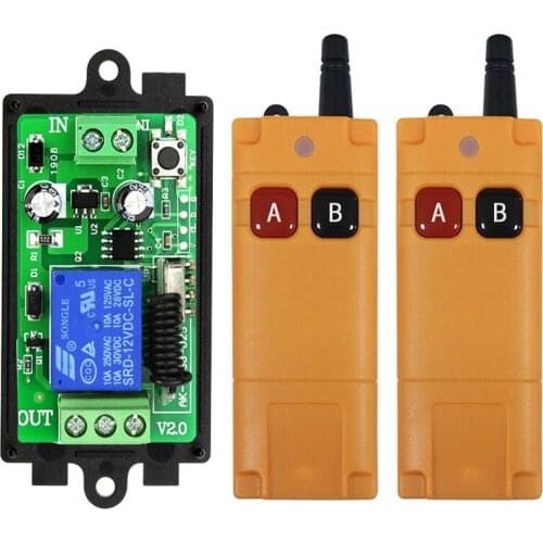 2000m DC 12V 24V 1CH Wireless rf Remote Control Switch Relay Output Radio receiver & 315/433 MHz Remote controller garage door