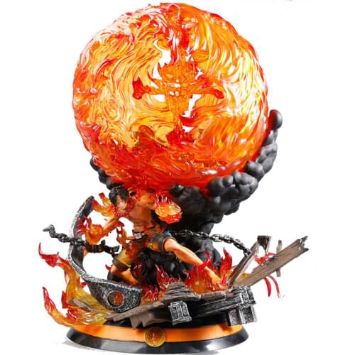 23" QL GK Anime One Piece Statue Fists Of Fire VR Bust Portgas D. Ace Full-Length Portrait 56CM Model Action Figure Model Toys