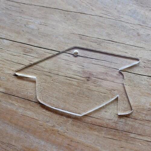 6pcs/lot) 3" Acrylic Blank Keychains Clear Graduation Hat Custom Laser cut Acrylic Keychain-AC1475A