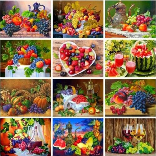 AZQSD DIY Diamond Painting Fruit Full Square Drill Diamond Mosaic Picture of Rhinestones Home Decor Diamond Embroidery Flower