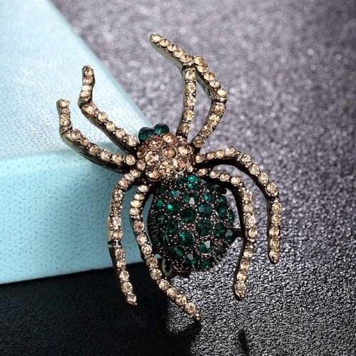 Zlxgirl New Arrival Austrian Crystal Spider pin brooch for mens jewelry Clothes scarf Pins Large Christmas Brooches couple gift