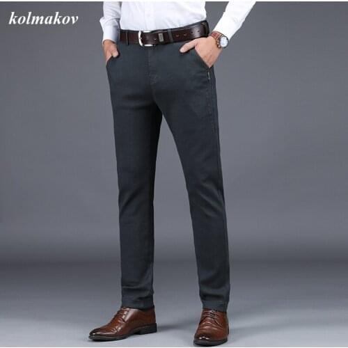 New Arrival ZSpring and Autumn Style Men Boutique Business Casual Pants High Qulity Solid Men Slim Cotton Trousers Size 28-36