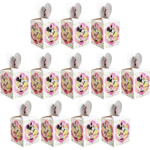 Baby Shower Gift Box Birthday Decorations Candy Box for Boy and Girl Kids Favor Boxes Disney cartoon Minnie Mouse Party Supplies
