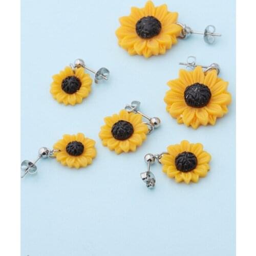 Fnixtar 20Pairs/Lot Sunflower Drop Earrings Stainless Steel Stud Earrings 2020 Fashion Statement Earrings For Womens Girls Gifts