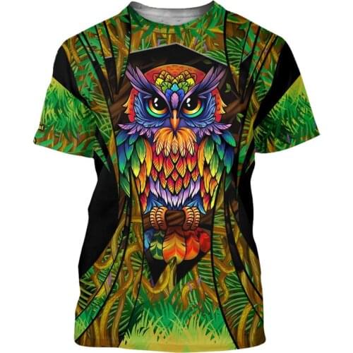 Harajuku 3D Print Summer Fashion Animal Love owl Colorful Men/Women Leisure O-Neck T-shirt / Beach Shorts / Tank Oversized S-285