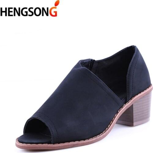 Women Platform Pumps Open Toes Women Leather Sandals High Heels Mules Wedges Shoes For Woman Escarpins Plus Size 43