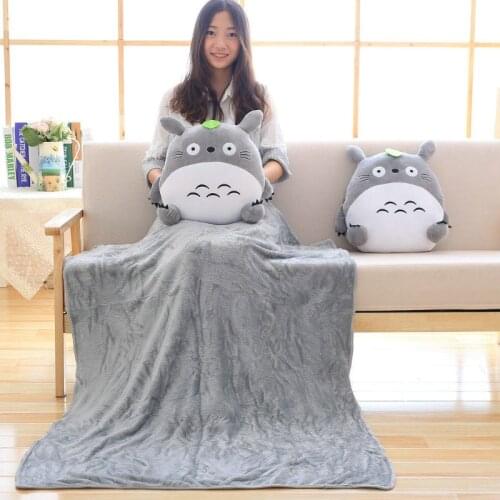 35cm Lovely Totoro Plush Toy 3 In 1 Hand Warmer with Blanket Stuffed Amine Cartoon Pillow Dolls Gifts for Kids Office Cushion