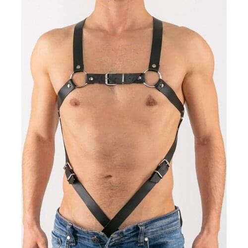 2021 New Leather Bondage Harness Men ClubWear Rivet Body Chest Straps Boys Suspenders Belts Gay Sexy Cosplay Costumes Games
