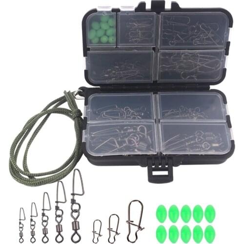 Stainless Steel Bottle Swivel + Curved Pin Luminous Bead Set Multifunctional Fishing Gear Boxed