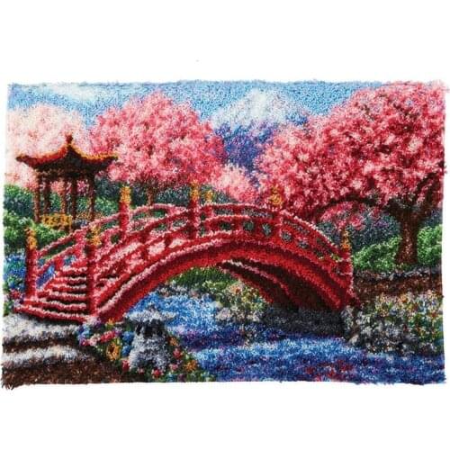 Latch Hook Kits Rug Landscape Cardinal Crocheting Carpet Rug with Printed Canvas for Kids Adults Beginners