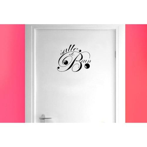 YOJA 20*16.6CM Fashion SALLE DE BAIN Door Sticker Wall Decal With Graphical Black A40132