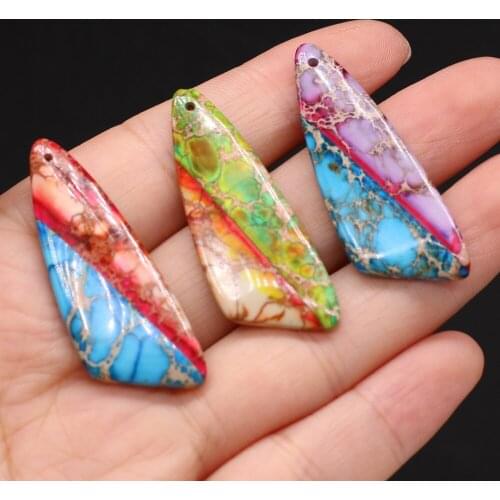 Natural Semi-precious Stone Emperor Stone Irregular Pendant 16x40mm for Jewelry Making Necklaces Gift