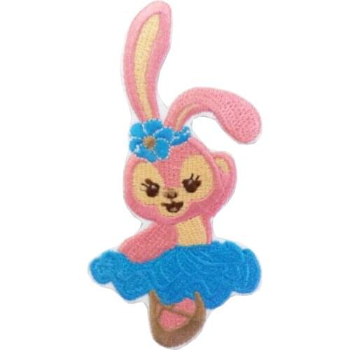 New product Embroidered Cute Rabbit Patch for Clothing Iron Sewing Applique Clothes Stickers Shoes Bags Decoration Badge DIY Pat