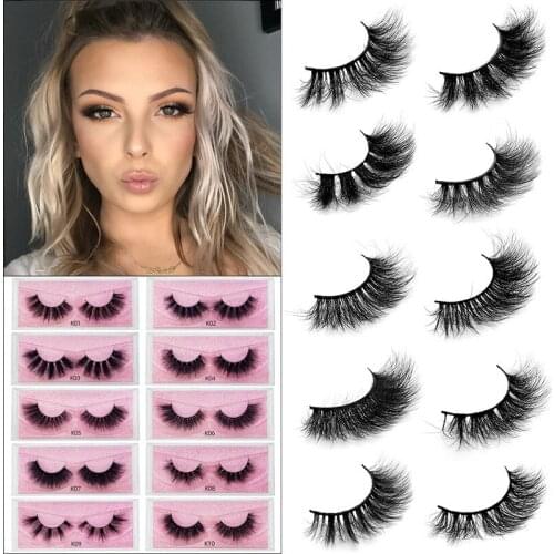 Wholesale 10/20/50 Makeup Eyelashes 3D Mink Eye Lashes Fluffy Soft Wispy Volume Natural long Cross False Eyelashes Reusable