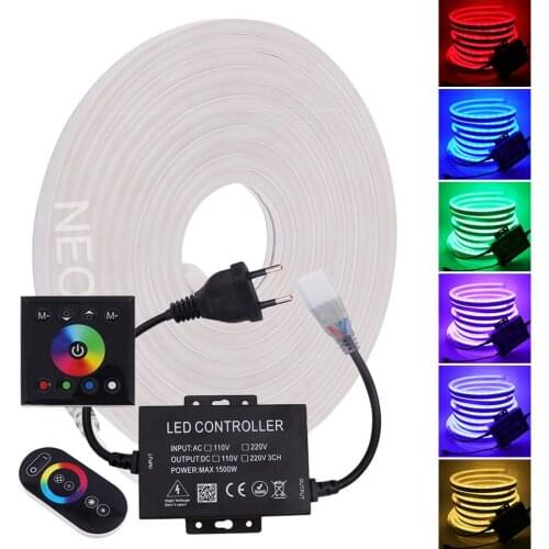 RGB Neon Light Strip 220V WIFI Bluetooth Control Flexible Neon Tape Ribbon 2835 120Leds/M Waterproof LED Strip Soft Neon Rope